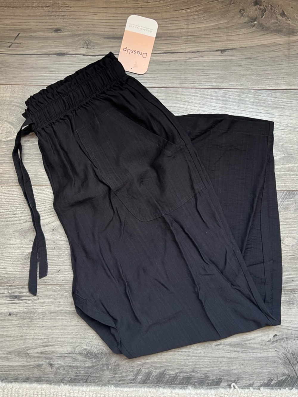 Men's Black Elastic-Waist Pants